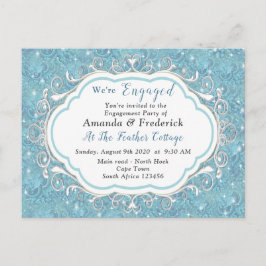 Blanda blå Mönster-repeat och vit Snöre Inbjudan Vykort