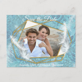 Blanda Blått Mönster, Fjädrar & Vitt Spets Meddelande Vykort