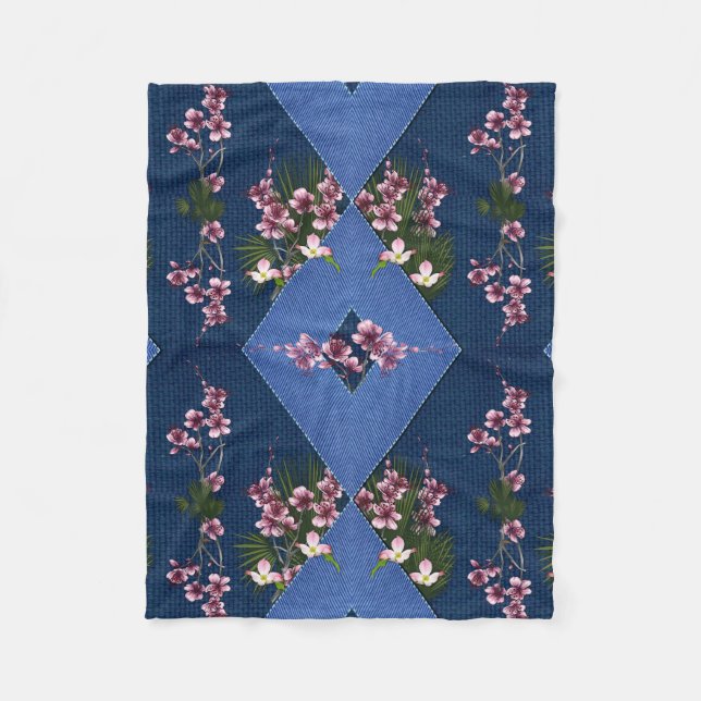 Blanda blues och skyddad romb mönster ull blank fleecefilt (Framsidan)