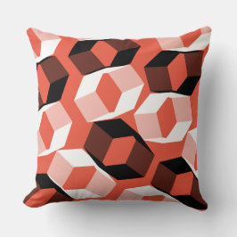 Blanda hexagoner med färglösa delar på röd orange kudde