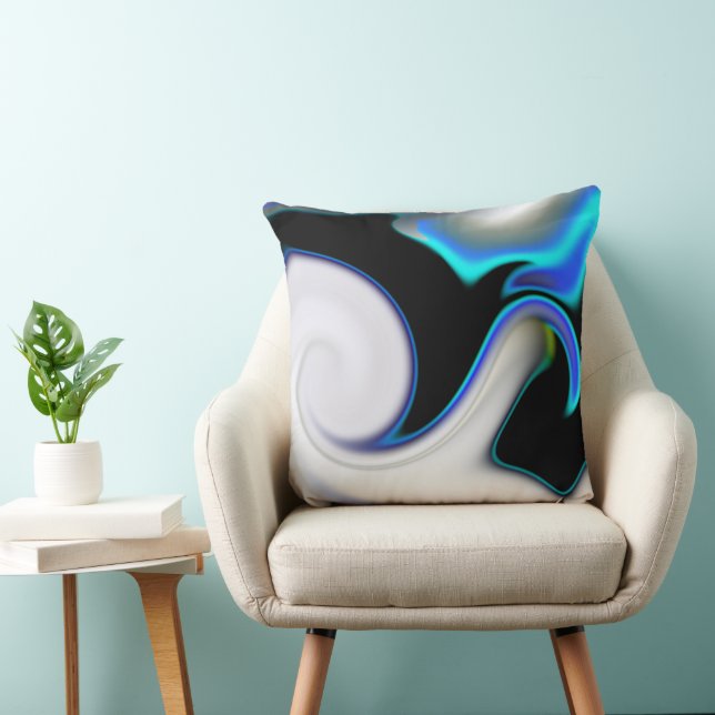 Blanda jämna med blå neon kurvor över skugga kudde (Stol)