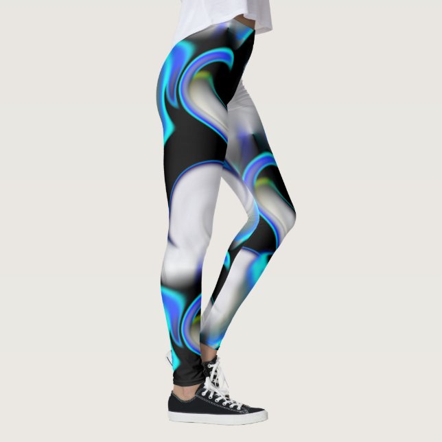 Blanda jämna med blå neon kurvor över skugga leggings (Höger)