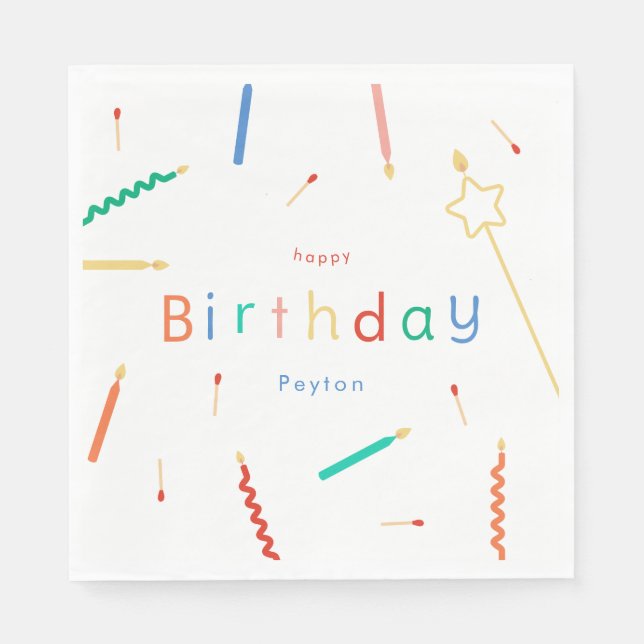 Blanda + Matcha ljus och Matchar födelsedag Pappersservett (Framsidan)