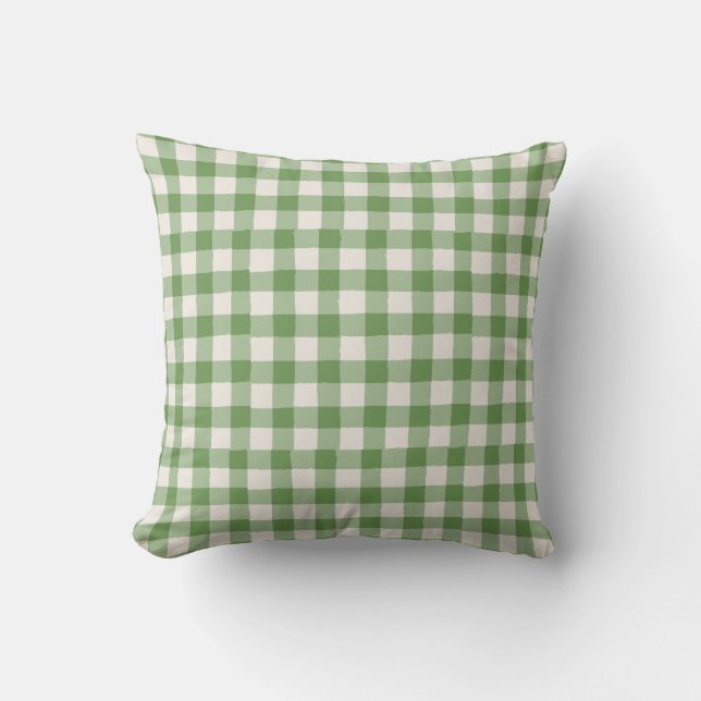 Blanda och matcha Rustic Harvest Plaid Mossgrön Kudde (Framsida)