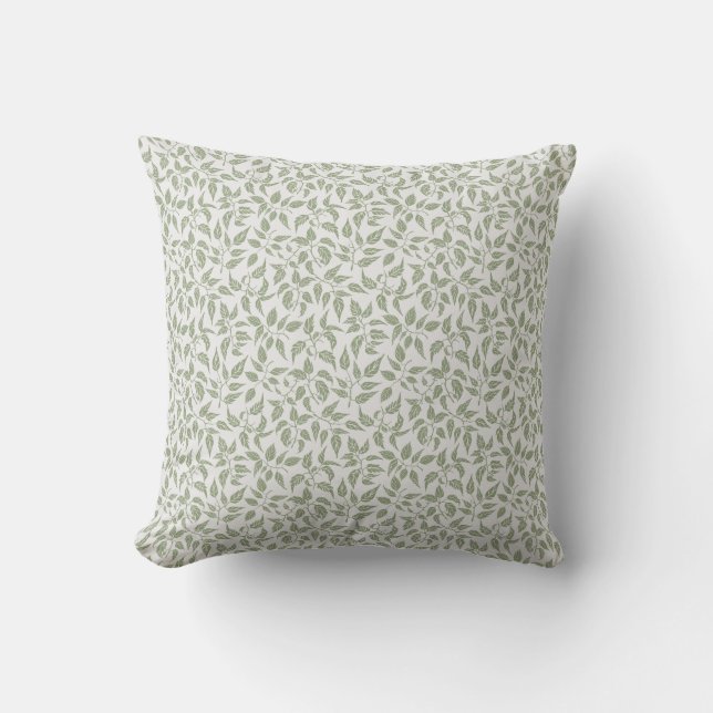 Blanda och matcha rustika botaniska salvia grön kudde (Framsida)