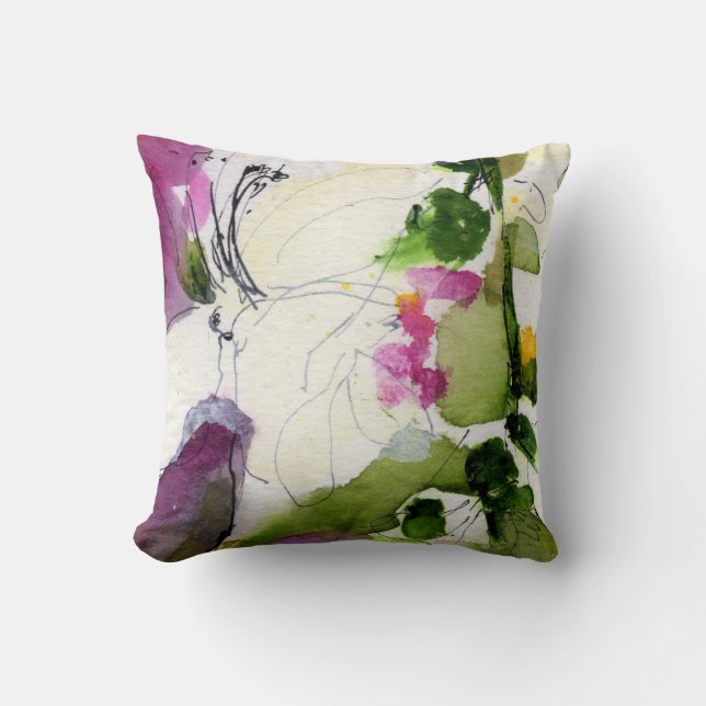 Blanda och matcha sidor i Abstraktens vattenfärgsd Kudde (Framsida)