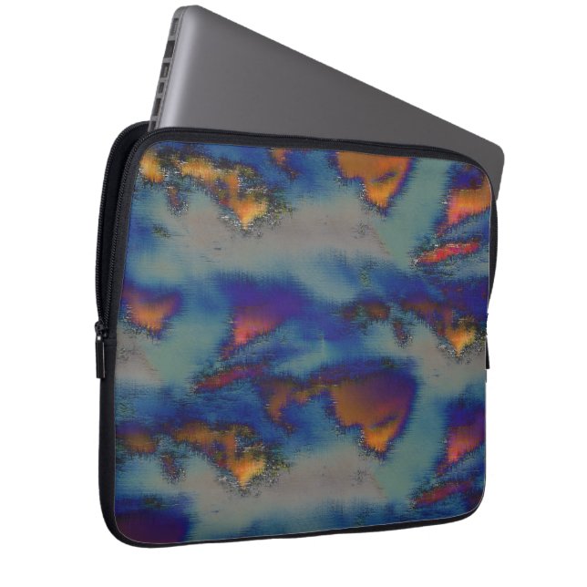 Blanda orange och blå nedfläckad med tom effekt laptop fodral (Framsidan Höger)