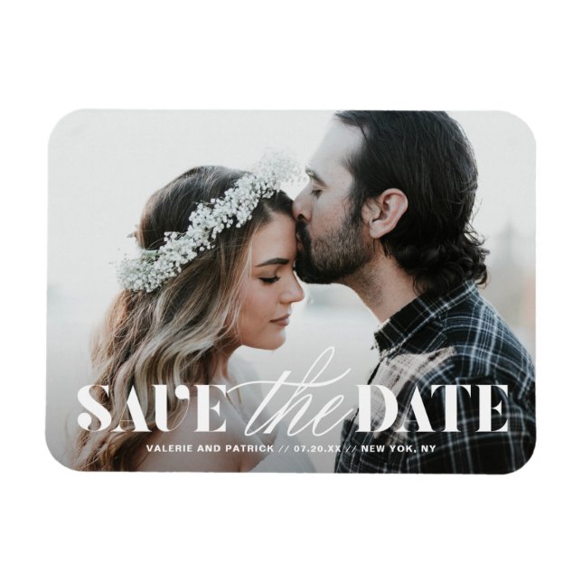 Blanda typografi Modern Photo Save Date Magnet (Horisontell)