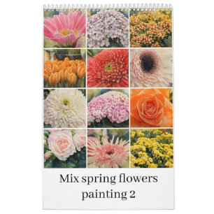 Blanda vår blommor vattenfärgsfärgning 2 kalender