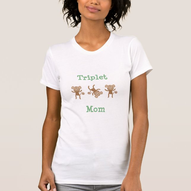 Blandad apa för genderTripletmamma T Shirt (Framsida)