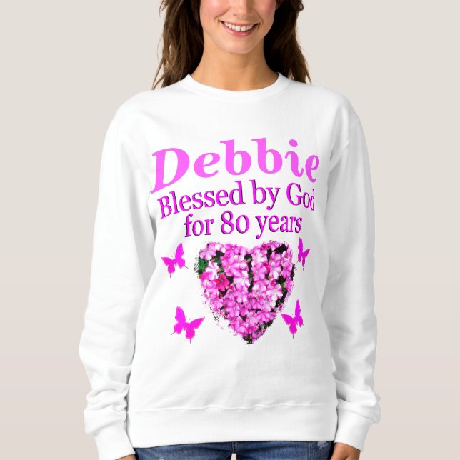BLANDAD AV GOD 80:E BIRTHDAY SWEATSHIRT TEE (Framsida)
