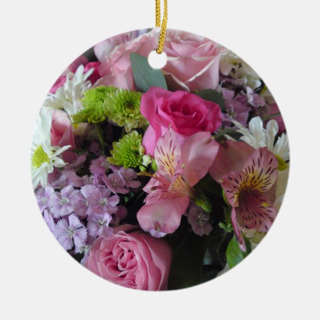 Blandad blommaprydnad julgransprydnad keramik (Framsidan)