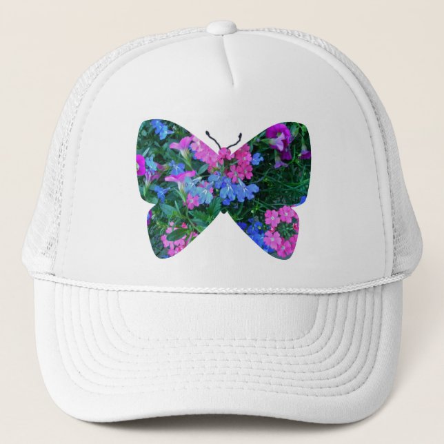 Blandad blommor Butterfly Hat Truckerkeps (Framsida)