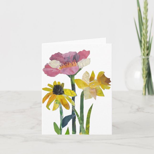 Blandad blomsterkollage tack kort (Framsida)
