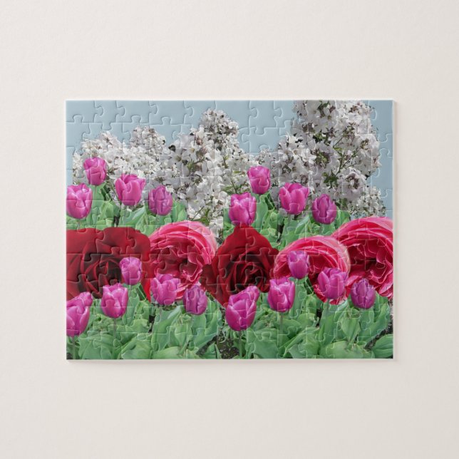 Blandad blomsterträdgård pussel (Horisontell)