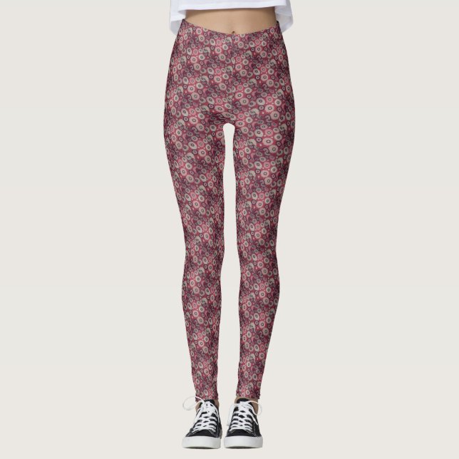 Blandad brun cirkel mönster leggings (Framsida)