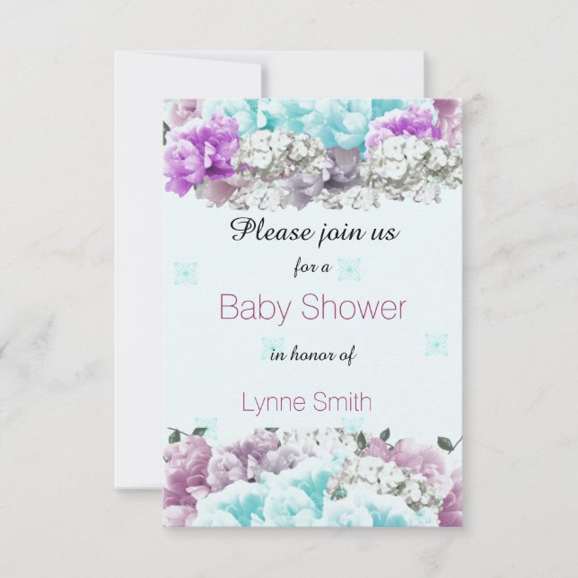 Blandad bukett baby shower inbjudan (Framsida)