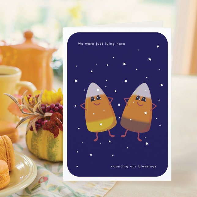 Blandad Candy Corn Duo "Räknar välsignelser" Höst  Helgkort (Skapare uppladdad)