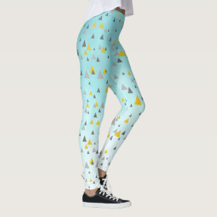 Blandad Färg Modern triangel och blå gemener Leggings