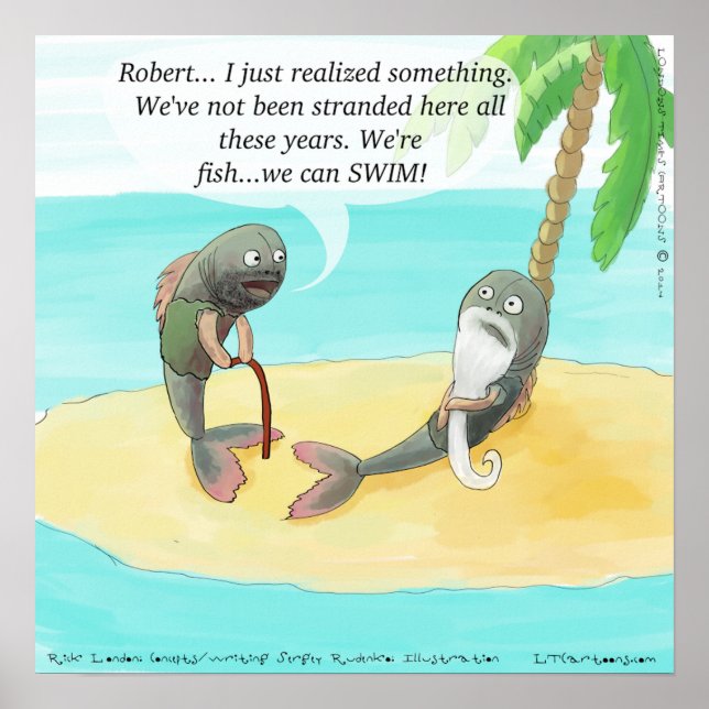 Blandad fisk på Desert Island Funny Poster (Framsidan)