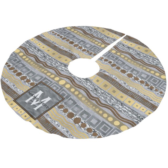 Blandad gnistra för Glam för metallMonogramjul Julgransmatta Borstad Polyester (Vinklad)