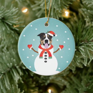 Blandad Hund jul Snögubbe Julgransprydnad Keramik
