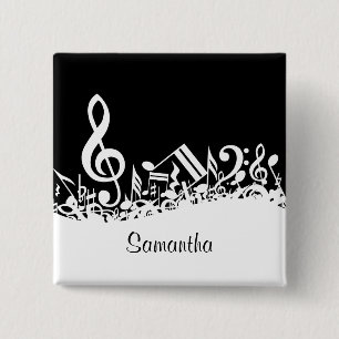 Blandad ihop musik noter för personlig vit på knapp