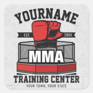 Blandad martialkonst ADD NAMN MMA Fight Training Fyrkantigt Klistermärke