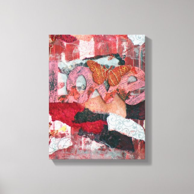 Blandad Media Art Red Kärlek Butterfly Canvastryck (Framsida)