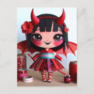 Blandad Media Fladdermus Winged Djävulen Doll Vykort