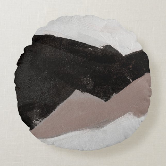 Blandad mediematning, minimalistisk abstrakt desig rund kudde (Framsidan)