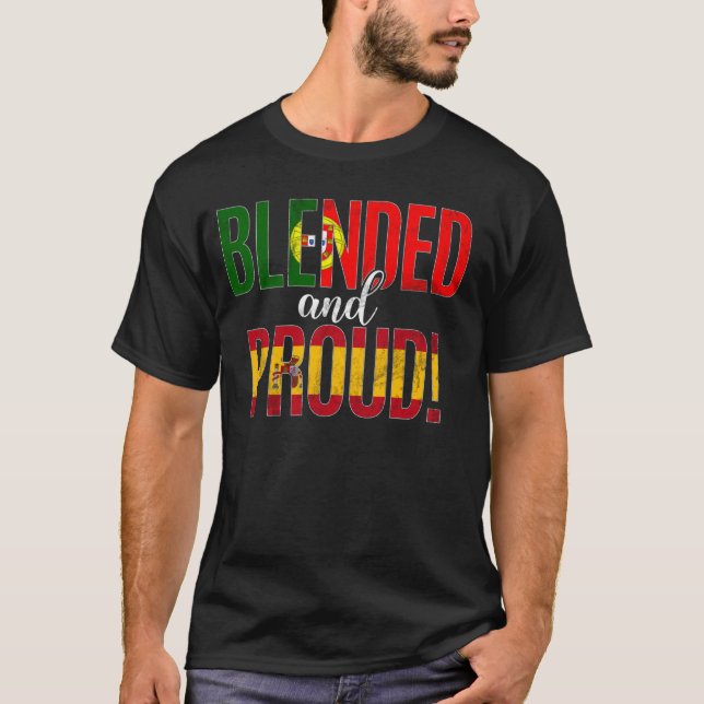 Blandad och stolt medborgare halv portugisisk halv t shirt (Framsida)