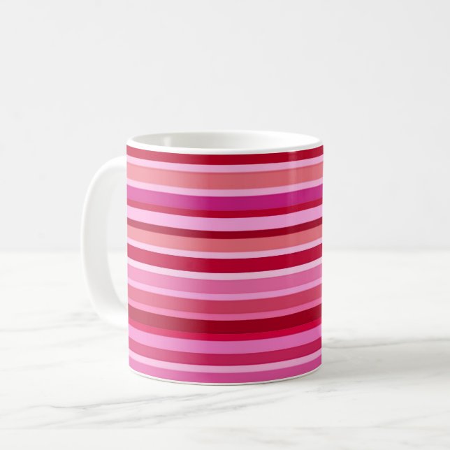 Blandad Rand, Fuchsia, Maron och Rosa Kaffemugg (Framsida vänster)