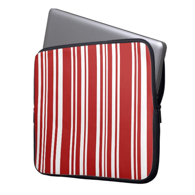 Blandad röd och vit Rand Laptop Sleeve (Framsidan Vänster)