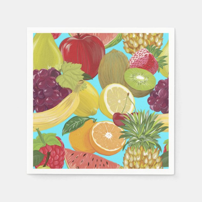 Blandad tropisk fruktillustrationsmönster pappersservett (Framsidan)