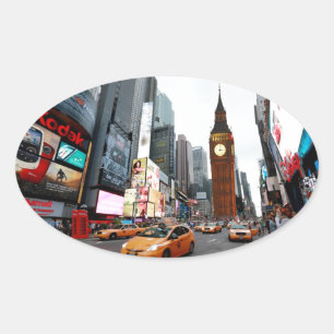 Blandad värld! - New York City & London Ovalt Klistermärke