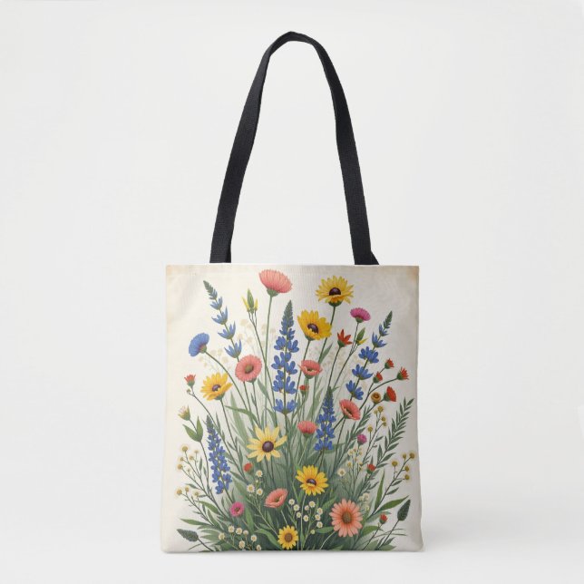 Blandad vildblomsterkluster - Vintage Botanical AO Tygkasse (Framsida)