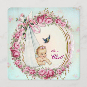 Blandad Vintage Baby Shower Inbjudningar