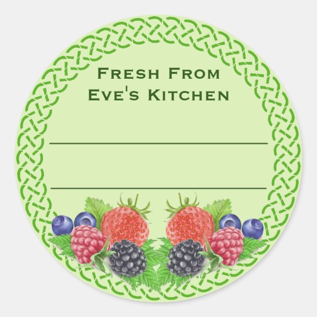 Blandade bär med keltisk rundkanning runt klistermärke (Framsida)