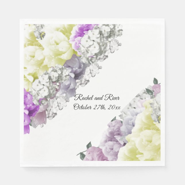 Blandade Blommigtar Gult Bröllop Pappra blöjor Pappersservett (Framsidan)