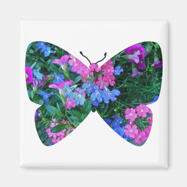 Blandade blommor Butterfly Magnet (Framsidan)