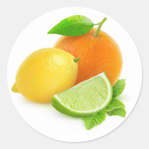 Blandade citrusfrukter runt klistermärke
