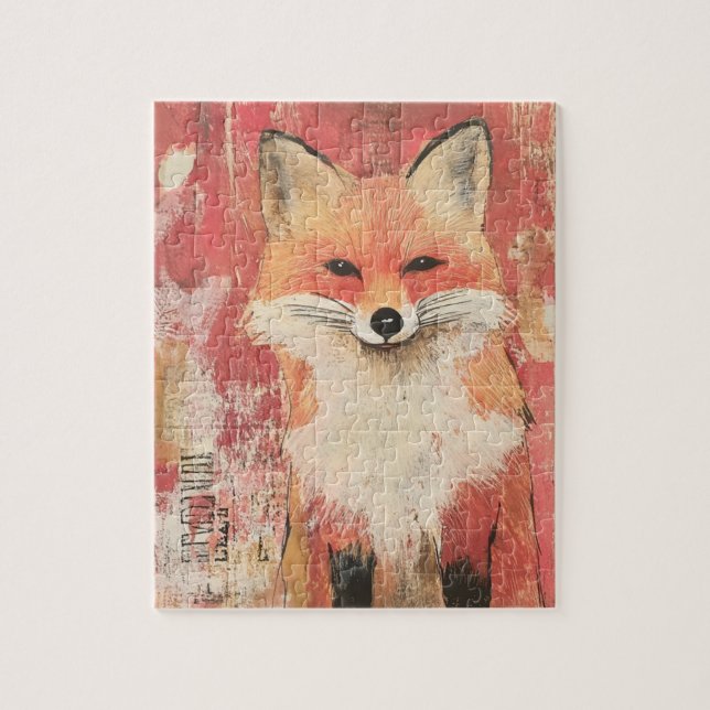 Blandade Cute Red Fox-medier Pussel (Vertikal)