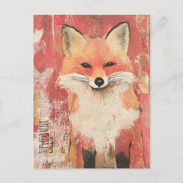 Blandade Cute Red Fox-medier Vykort (Framsida)