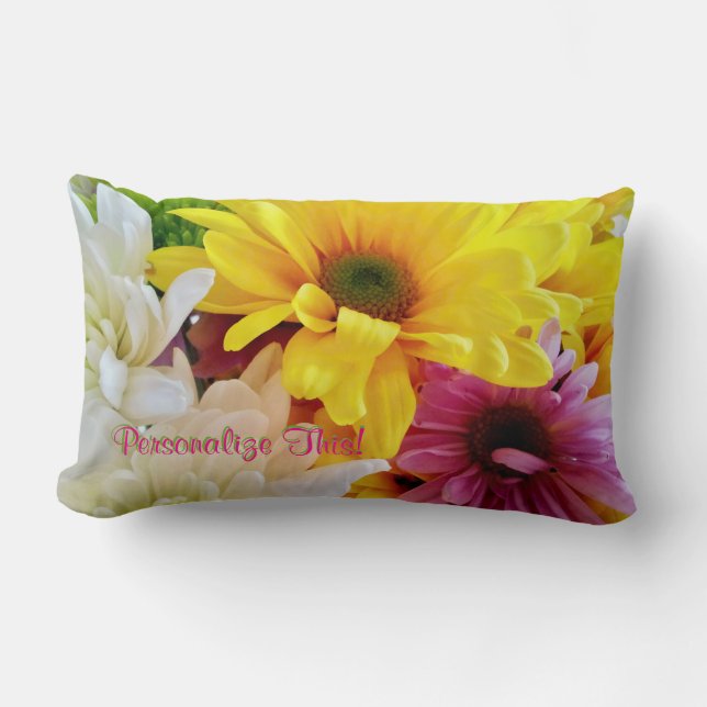 Blandade Daisy Bouquet-Lumbar Pillow Lumbarkudde (Framsida)