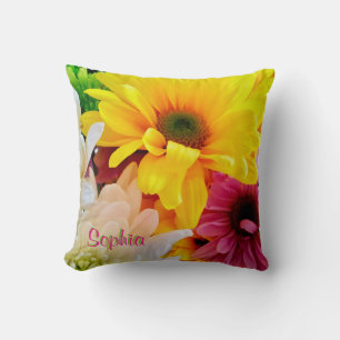Blandade Daisy Bouquet-Square Dekorativ kudde