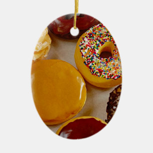 Blandade donuts julgransprydnad keramik