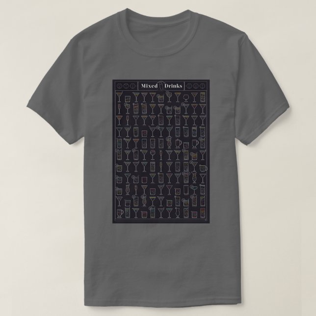 Blandade Drinks med kontur T Shirt (Design framsida)