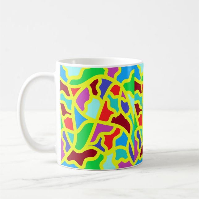 Blandade färg konsmönstrade plattor kaffemugg (Vänster)