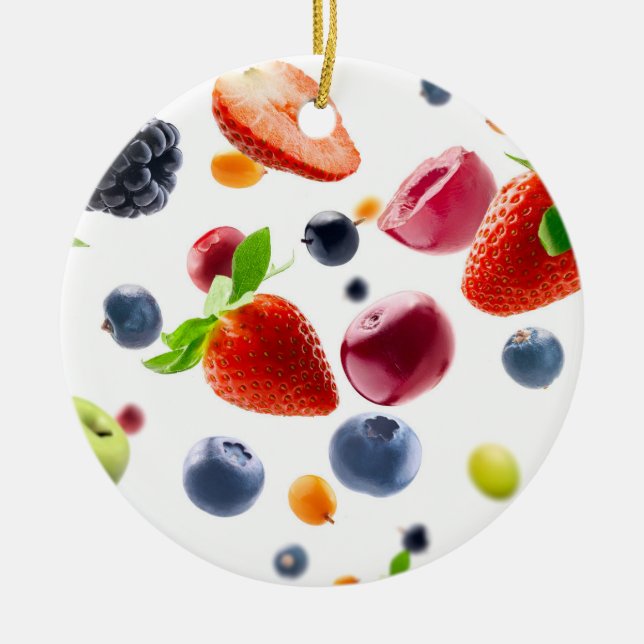 Blandade frukter julgransprydnad keramik (Framsidan)